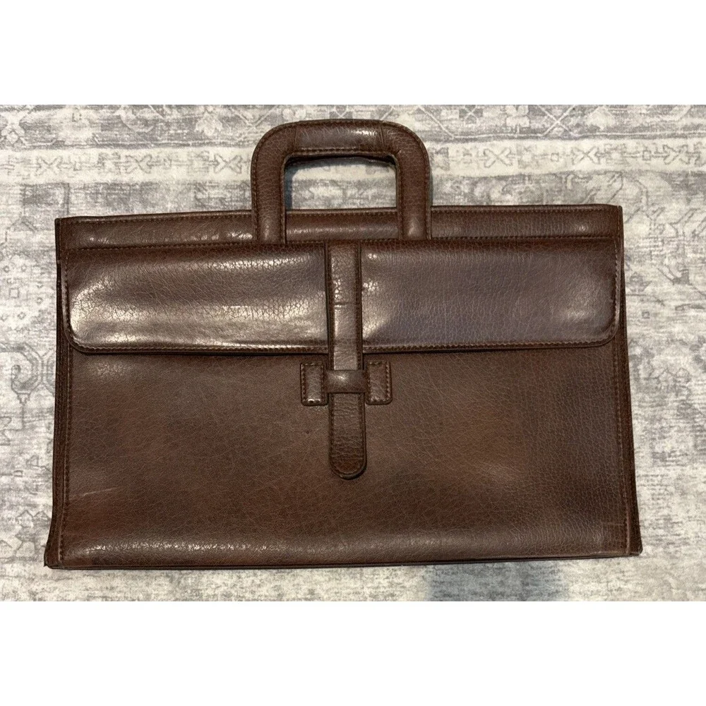 Vtg  faux Leather Legal Portfolio Briefcase Document Messenger Bag attaché case